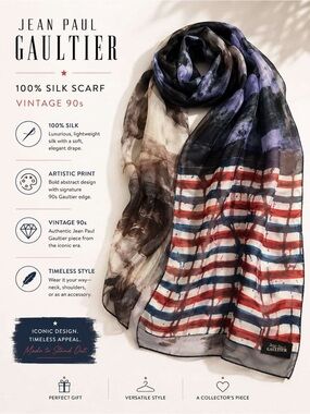 Jean Paul Gultier 100% silk Vintage 90s scarf